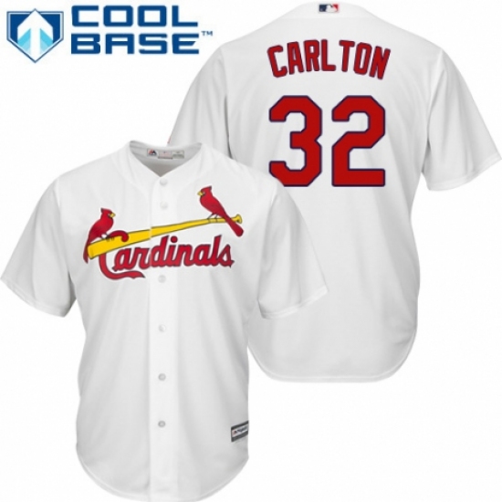 Youth Majestic St. Louis Cardinals 32 Steve Carlton Authentic White Home Cool Base MLB Jersey
