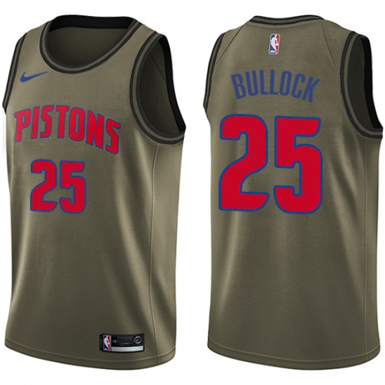 Men's Nike Detroit Pistons 25 Reggie Bullock Swingman Green Salute to Service NBA Jersey