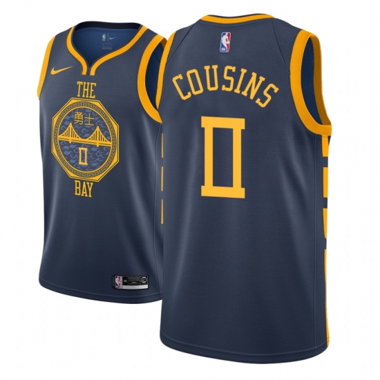 Men NBA 2018-19 Golden State Warriors 0 DeMarcus Cousins City Edition Navy Jersey