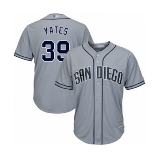 Men's San Diego Padres 39 Kirby Yates Replica Grey Road Cool Base Baseball Jersey