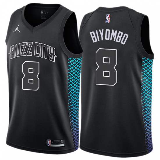Men's Nike Jordan Charlotte Hornets 8 Bismack Biyombo Swingman Black NBA Jersey - City Edition