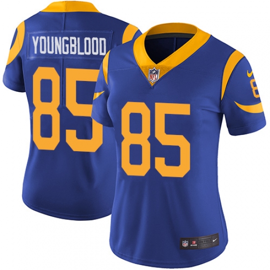 Women's Nike Los Angeles Rams 85 Jack Youngblood Elite Royal Blue Alternate NFL Jersey