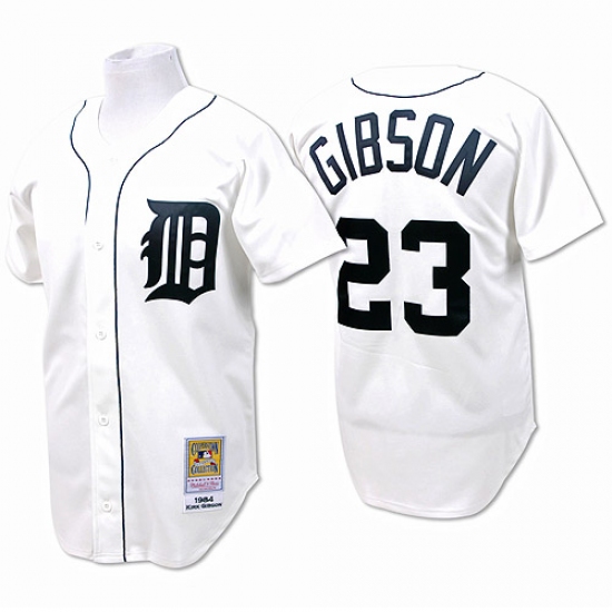 Men's Mitchell and Ness Detroit Tigers 23 Kirk Gibson Replica White Throwback MLB Jersey
