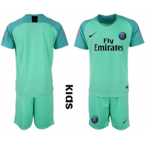 Paris Saint Germain Blank Green Goalkeeper Kid Soccer Club Jersey