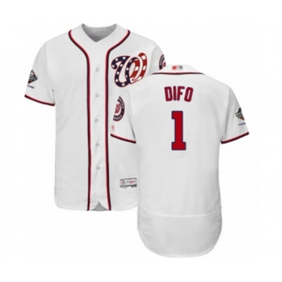 Men's Washington Nationals 1 Wilmer Difo White Home Flex Base Authentic Collection 2019 World Series Champions Baseball Jersey