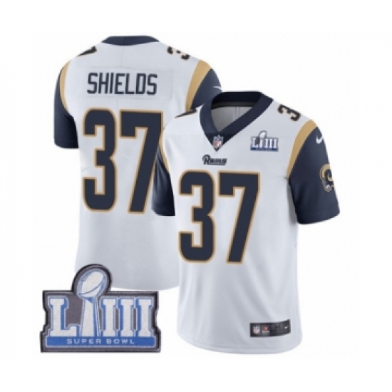 Men's Nike Los Angeles Rams 37 Sam Shields White Vapor Untouchable Limited Player Super Bowl LIII Bound NFL Jersey