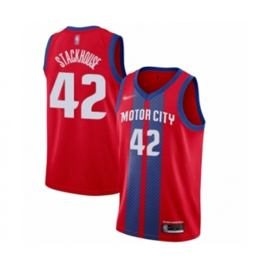 Youth Detroit Pistons 42 Jerry Stackhouse Swingman Red Basketball Jersey - 2019 20 City Edition