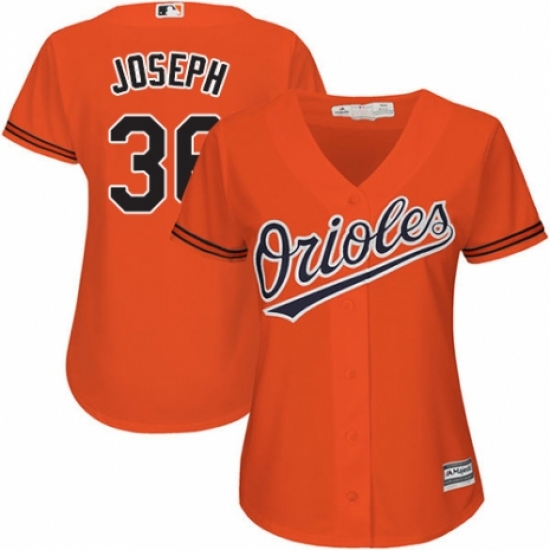Women's Majestic Baltimore Orioles 36 Caleb Joseph Replica Orange Alternate Cool Base MLB Jersey