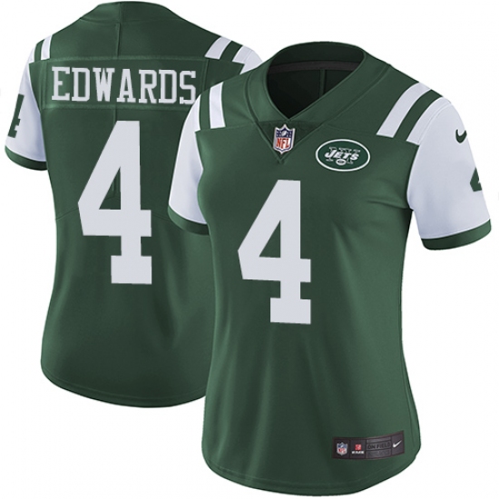 Women's Nike New York Jets 4 Lac Edwards Elite Green Team Color NFL Jersey