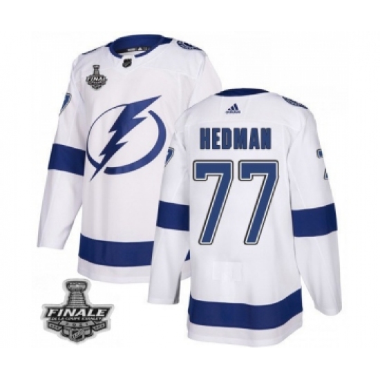 Men's Adidas Lightning 77 Victor Hedman White Home Authentic 2021 Stanley Cup Jersey