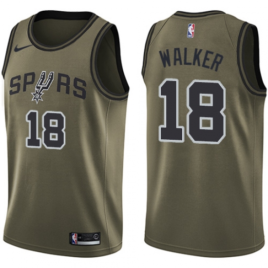 Youth Nike San Antonio Spurs 18 Lonnie Walker Swingman Green Salute to Service NBA Jersey