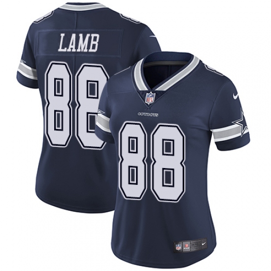 Women's Dallas Cowboys 88 CeeDee Lamb Navy Blue Team Color Stitched Vapor Untouchable Limited Jersey