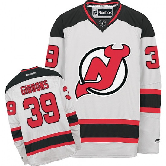 Men's Reebok New Jersey Devils 39 Brian Gibbons Authentic White Away NHL Jersey