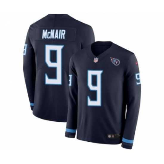 Men's Nike Tennessee Titans 9 Steve McNair Limited Navy Blue Therma Long Sleeve NFL Jersey