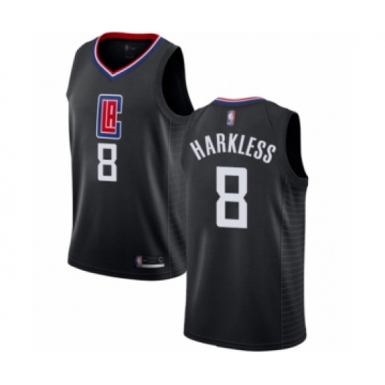 Youth Los Angeles Clippers 8 Moe Harkless Swingman Black Basketball Jersey Statement Edition