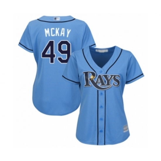 Women's Tampa Bay Rays 49 Brendan McKay Authentic Light Blue Alternate 2 Cool Base Baseball Player Jersey