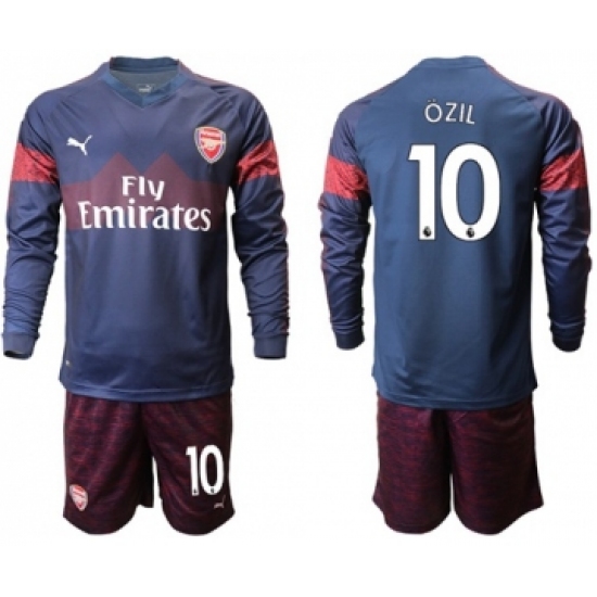 Arsenal 10 Ozil Away Long Sleeves Soccer Club Jersey