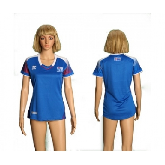 Women's Iceland Blank Home Soccer Country Jersey