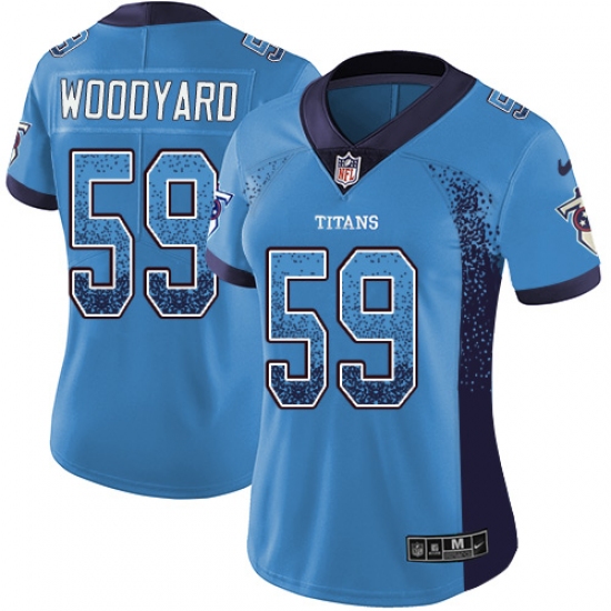 Women's Nike Tennessee Titans 59 Wesley Woodyard Limited Blue Rush Drift Fashion NFL Jersey