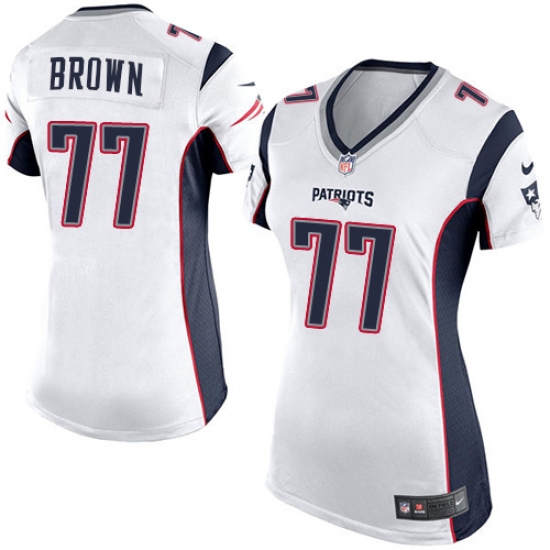 Women's Nike New England Patriots 77 Trent Brown Game White NFL Jersey