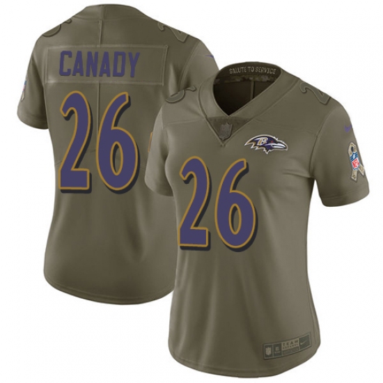 Women Nike Baltimore Ravens 26 Maurice Canady Limited Olive 2017 Salute to Service NFL Jersey