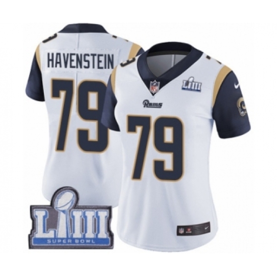 Women's Nike Los Angeles Rams 79 Rob Havenstein White Vapor Untouchable Limited Player Super Bowl LIII Bound NFL Jersey