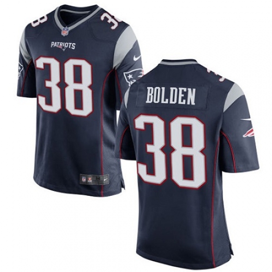 Men's Nike New England Patriots 38 Brandon Bolden Game Navy Blue Team Color NFL Jersey