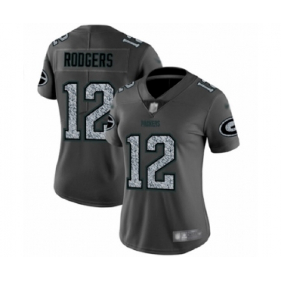 Women's Green Bay Packers 12 Aaron Rodgers Limited Gray Static Fashion Limited Football Jersey
