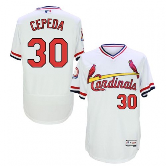 Men's Majestic St. Louis Cardinals 30 Orlando Cepeda White Flexbase Authentic Collection Cooperstown MLB Jersey