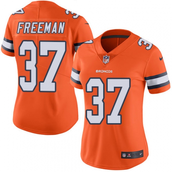 Women's Nike Denver Broncos 37 Royce Freeman Limited Orange Rush Vapor Untouchable NFL Jersey