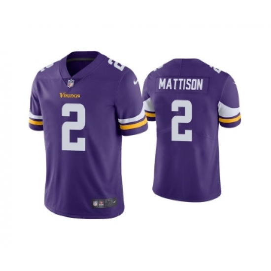 Men's Minnesota Vikings 2 Alexander Mattison Purple Vapor Untouchable Limited Stitched Jersey