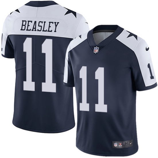 Men's Nike Dallas Cowboys 11 Cole Beasley Navy Blue Throwback Alternate Vapor Untouchable Limited Player NFL Jersey