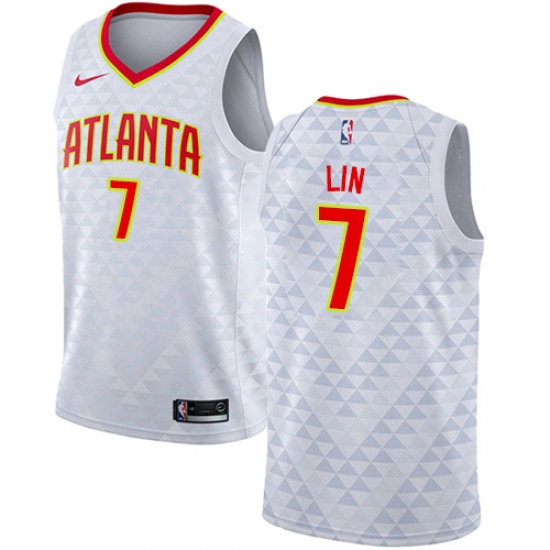 Men's Nike Atlanta Hawks 7 Jeremy Lin Swingman White NBA Jersey - Association Edition