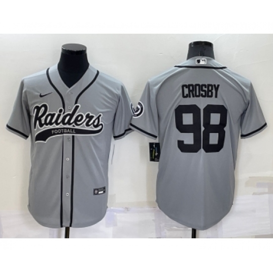 Men's Las Vegas Raiders 98 Maxx Crosby Grey Stitched MLB Cool Base Nike Baseball Jersey
