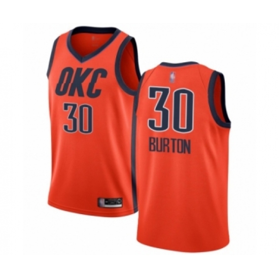 Men's Oklahoma City Thunder 30 Deonte Burton Orange Swingman Jersey - Earned Edition