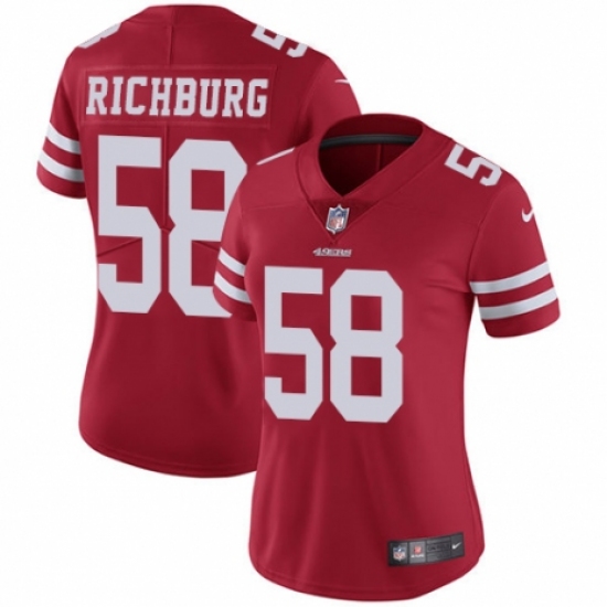 Women's Nike San Francisco 49ers 58 Weston Richburg Red Team Color Vapor Untouchable Limited Player NFL Jersey