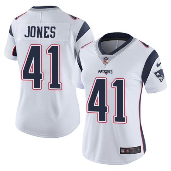 Women's Nike New England Patriots 41 Cyrus Jones White Vapor Untouchable Limited Player NFL Jersey