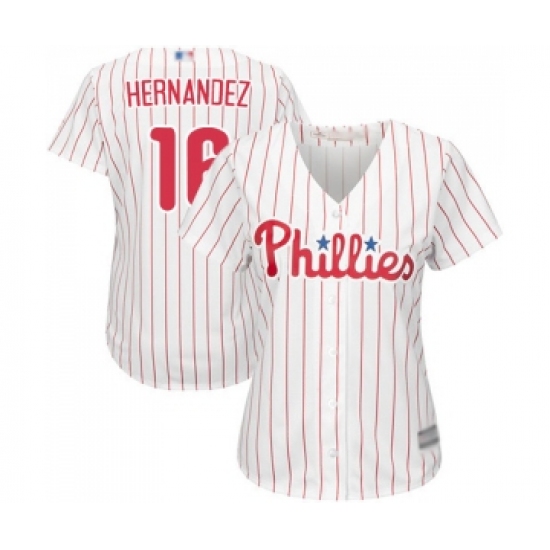 Women's Philadelphia Phillies 16 Cesar Hernandez Replica White Red Strip Home Cool Base Baseball Jersey