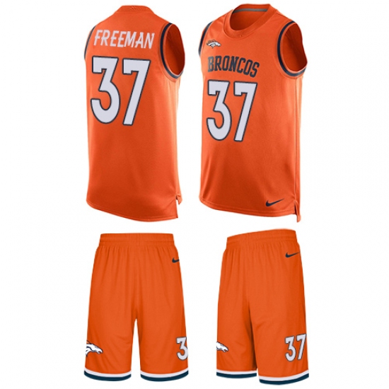 Men's Nike Denver Broncos 37 Royce Freeman Limited Orange Tank Top Suit NFL Jersey