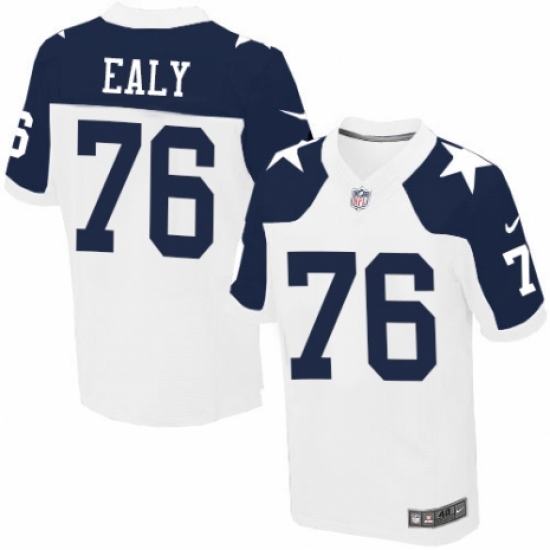 Men's Nike Dallas Cowboys 76 Kony Ealy Elite White Throwback Alternate NFL Jersey