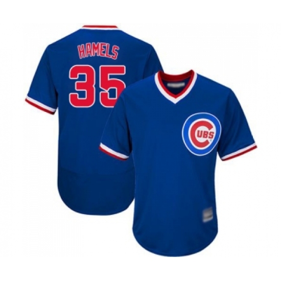 Men's Chicago Cubs 35 Cole Hamels Royal Blue Cooperstown Flexbase Authentic Collection Baseball Jersey