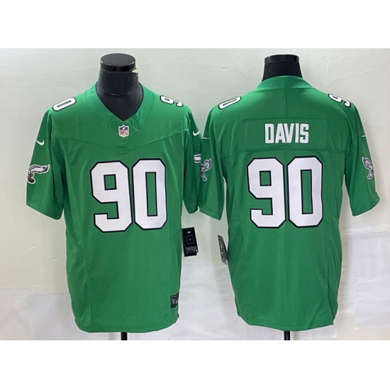 Men's Nike Philadelphia Eagles 90 Jordan Davis Green 2023 F.U.S.E. Vapor Limited Throwback Stitched Football Jersey
