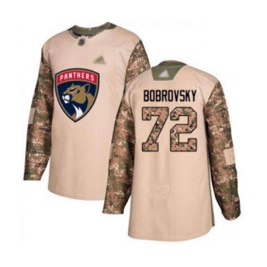 Youth Florida Panthers 72 Sergei Bobrovsky Authentic Camo Veterans Day Practice Hockey Jersey