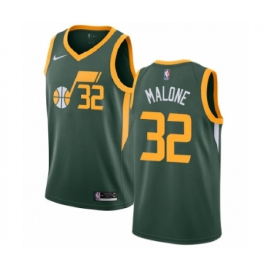 Women's Nike Utah Jazz 32 Karl Malone Green Swingman Jersey - Earned Edition