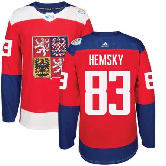 Men's Adidas Team Czech Republic 83 Ales Hemsky Premier Red Away 2016 World Cup of Hockey Jersey