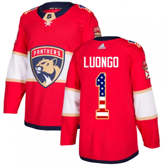 Youth Adidas Florida Panthers 1 Roberto Luongo Authentic Red USA Flag Fashion NHL Jersey