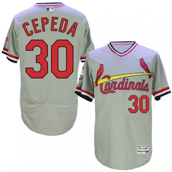 Men's Majestic St. Louis Cardinals 30 Orlando Cepeda Grey Flexbase Authentic Collection Cooperstown MLB Jersey