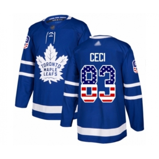 Youth Toronto Maple Leafs 83 Cody Ceci Authentic Royal Blue USA Flag Fashion Hockey Jersey