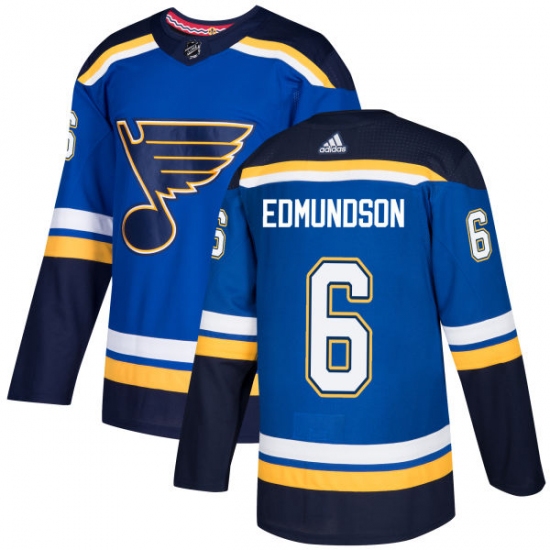Youth Adidas St. Louis Blues 6 Joel Edmundson Authentic Royal Blue Home NHL Jersey