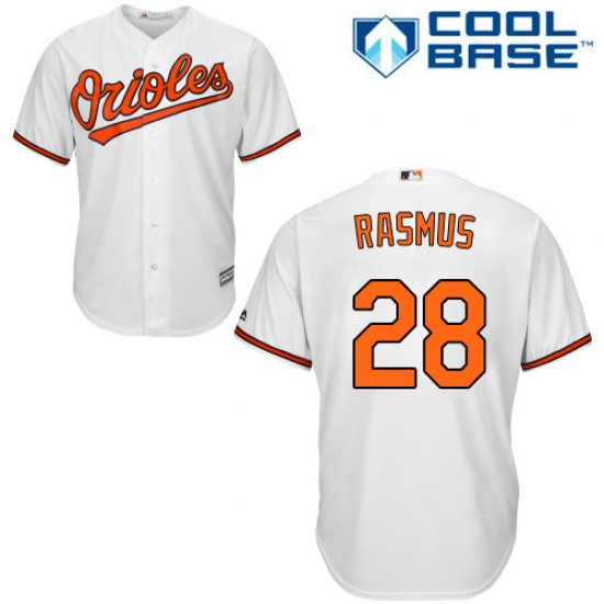 Men's Majestic Baltimore Orioles 28 Colby Rasmus Replica White Home Cool Base MLB Jersey